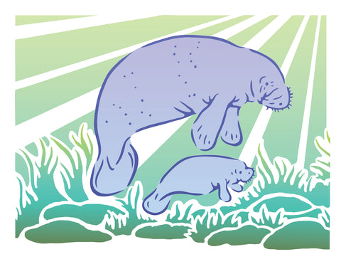 TCW6050 Layered A2 Manatee Family Stencil