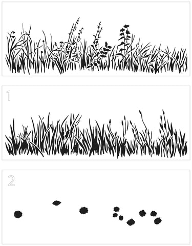 TCW6030 Layered Grasses Layered Slimline Stencil