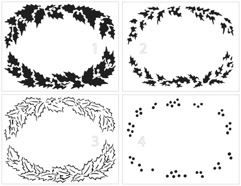 TCW6044 Layered A2 Holly Wreath Stencil