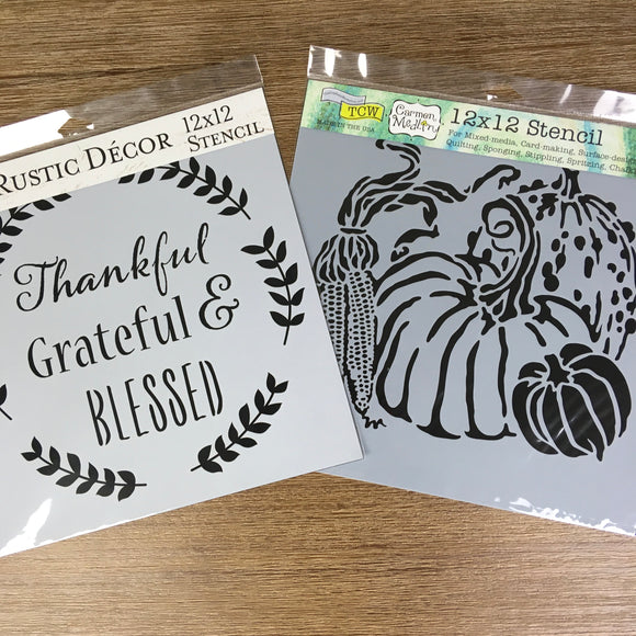 Thankful + Harvest Pumpkins Stencil Kit 12x12