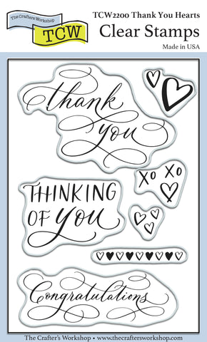 TCW2200 Thank You Hearts 4x6 Clear Stamps