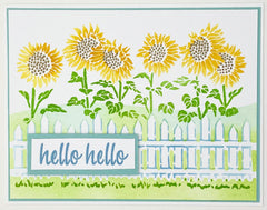 TCW6019 Fenced Sunflowers Layered A2 Stencil