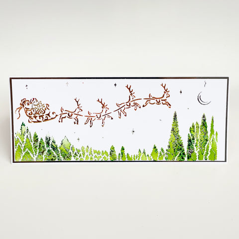 TCW2353 Flying Santa Slimline Stencil