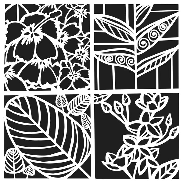 TCW1048 Botanical Squares Stencil