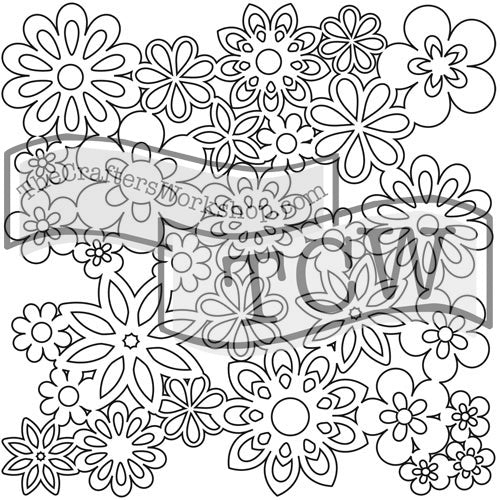 TCW176 Gathered Flowers Stencil