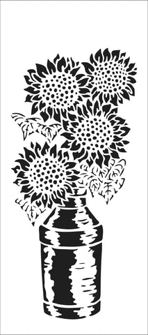 TCW2333 Slimline Stencil Sunflowers in Milk Pail