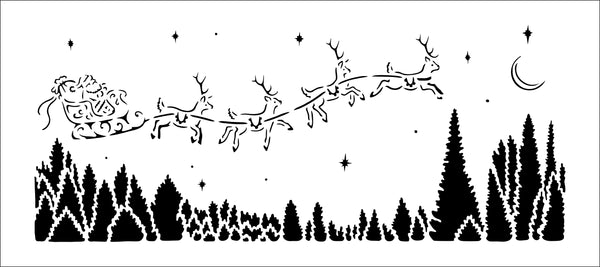 TCW2353 Flying Santa Slimline Stencil