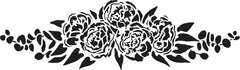 TCW2400 Peony Spray Sign Stencil 16½" x 6"