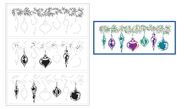 TCW6007 Ornaments Layered Slimline Stencil