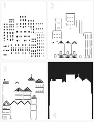 TCW6016 Cityscape Buildings Layered A2 Stencil