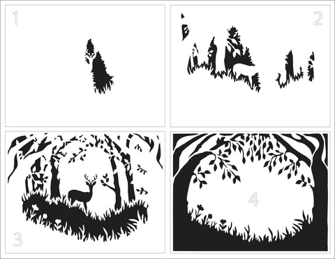 TCW6025 Layered Forest Scene A2 Stencil