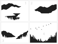 TCW6026 Layered Mountain Scene A2 Stencil